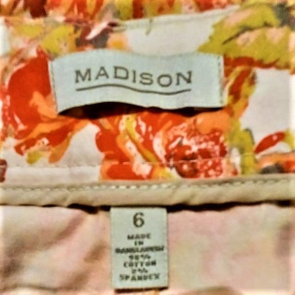 Madison Vintage Orange Combo Floral Crop Leg Pants Size 6 NWT - Picture 7 of 7